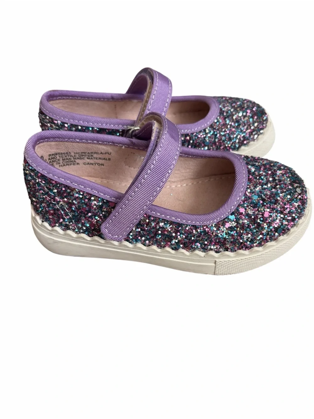 Harper Canyon Girls' Purple Multi Glitter Pearlla Play Mary Jane Size 6